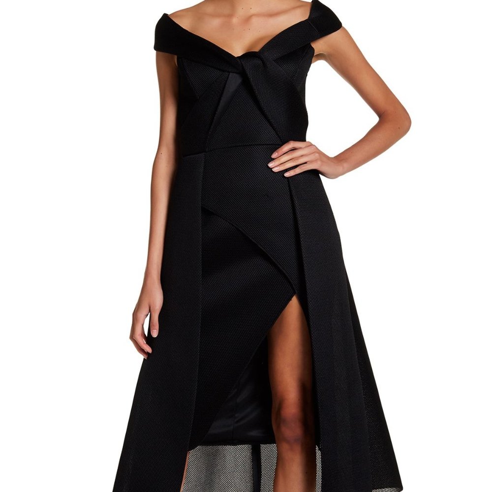 Issue New York black off shoulder cocktail dress